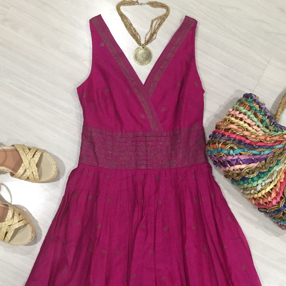 NWOT Isaac Mizrahi fuchsia and gold dress size 2 - Picture 3 of 11